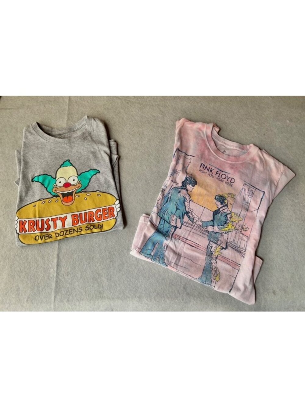 Graphic T-Shirts: Krusty Burger & Pink Floyd Wish You Were Here Size S Lot of 2